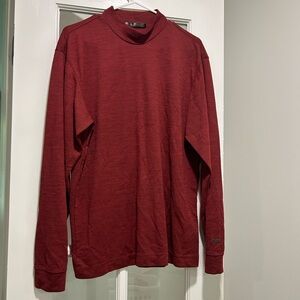 Men's Tiger Woods Nike Fit Dry Golf Red Long-Sleeve Mock Neck Shirt - Medium
